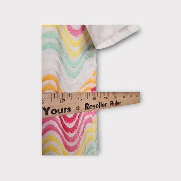 Tularosa Womens Lexi Shift Dress Pastel Rainbow Wave Print M Sorbet Colorful - Picture 7 of 9